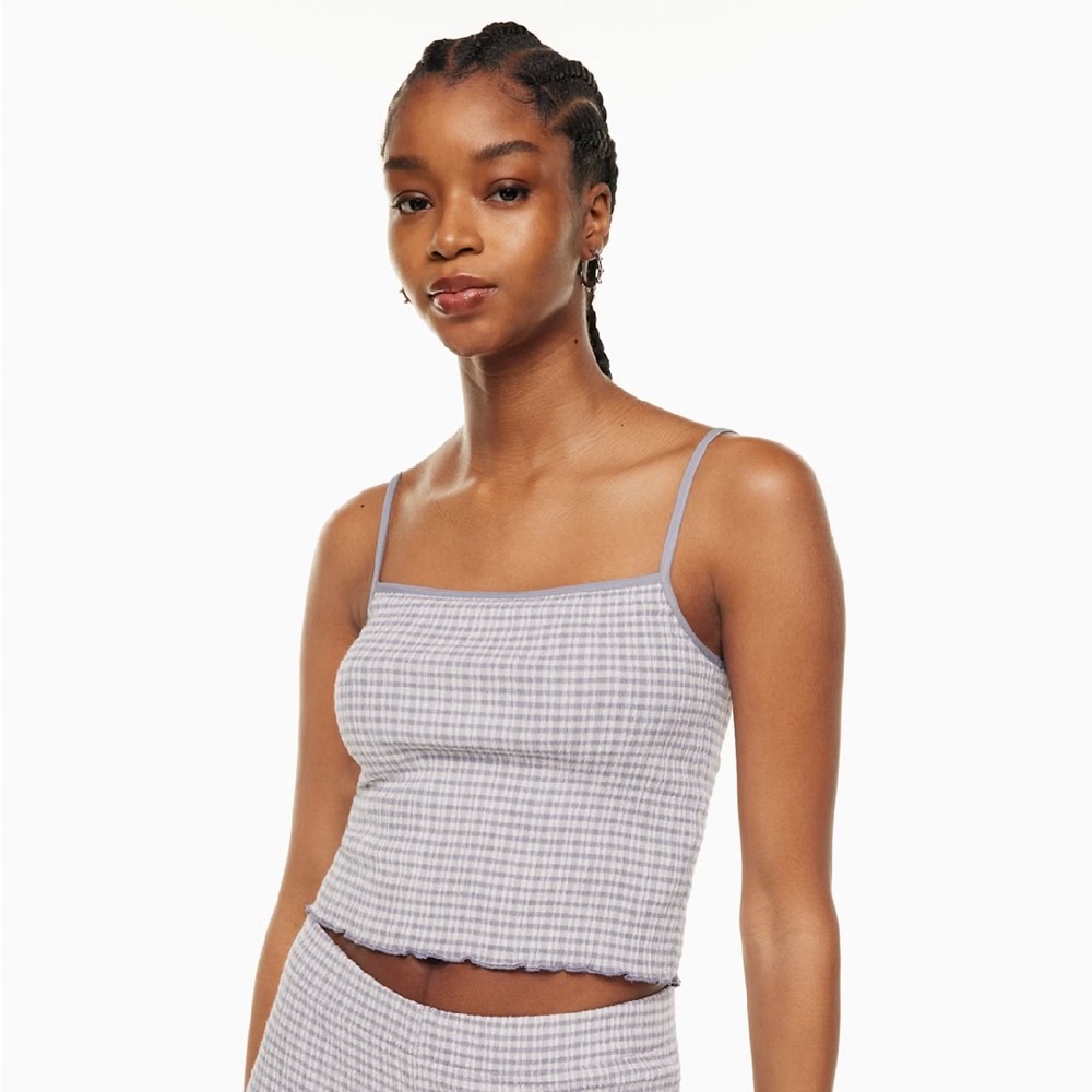 Wilfred Aritzia Jazz Tank Japanese Seersucker Small Spaghetti strap lavender